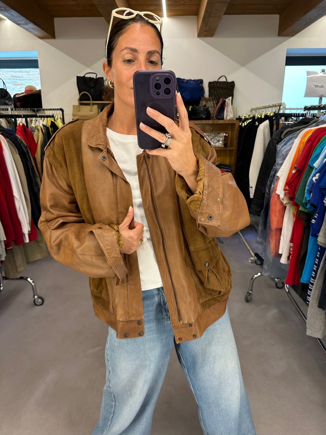 GIACCONE VINTAGE VERA PELLE COLOR MOU TG XL UNISEX 