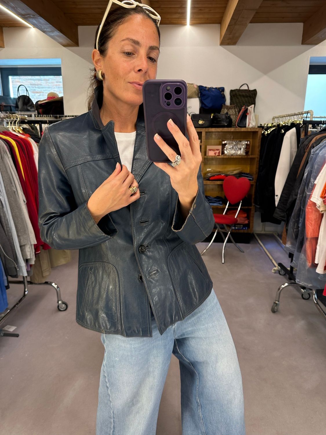 GIACCA VERA PELLE DONNA BLU 
