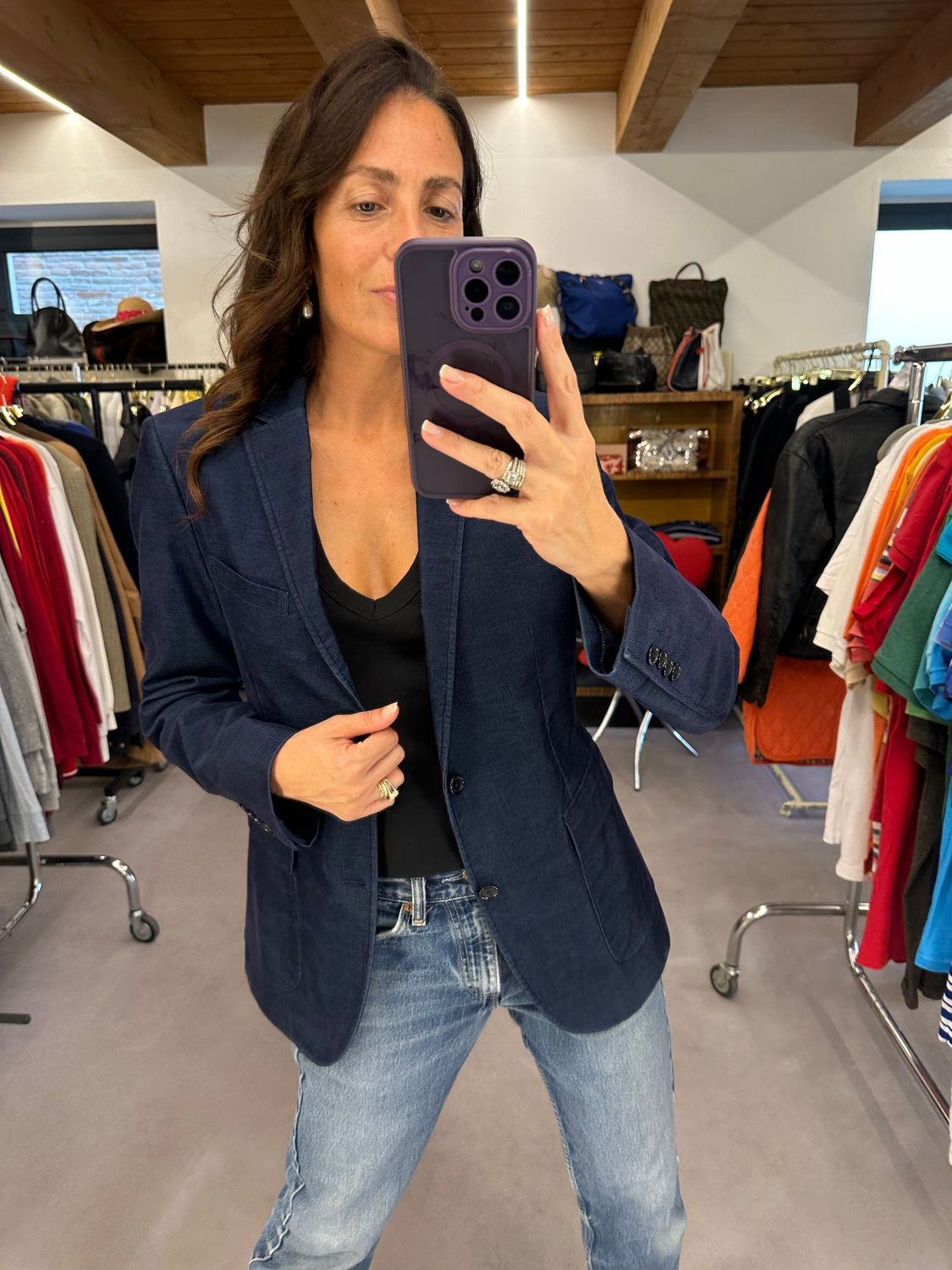 BLAZER BURBERRY BLACK LABEL VELLUTO MILLERIGHE BLU DENIM 