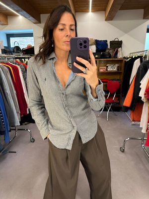 CAMICIA INVERNALE RALPH LAUREN GRIGIO PERLA TG S SLIM