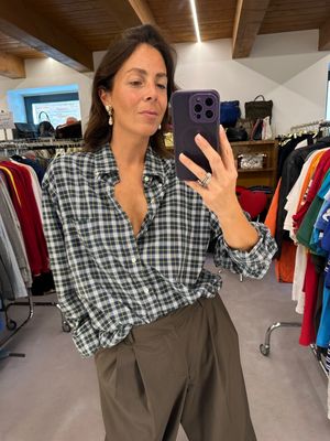 CAMICIA RALPH LAUREN CALDO COTONE SCOZZESE VERDE BIANCO BLU GIALLO CAVALLINO RICAMATO TG XL UNISEX
