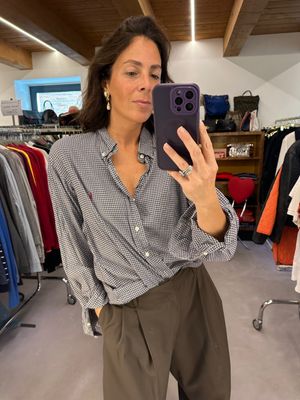 CAMICIA RALPH LAUREN CALDO COTONE MINI SCOZZESE BLU BIANCO BORDEAUX CAVALLINO BORDEAUX TG XL OVER