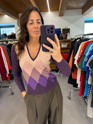 BALLANTYNE PURO CASHMERE FANTASIA ICONICA ROSA/VIOLA DONNA TG 42