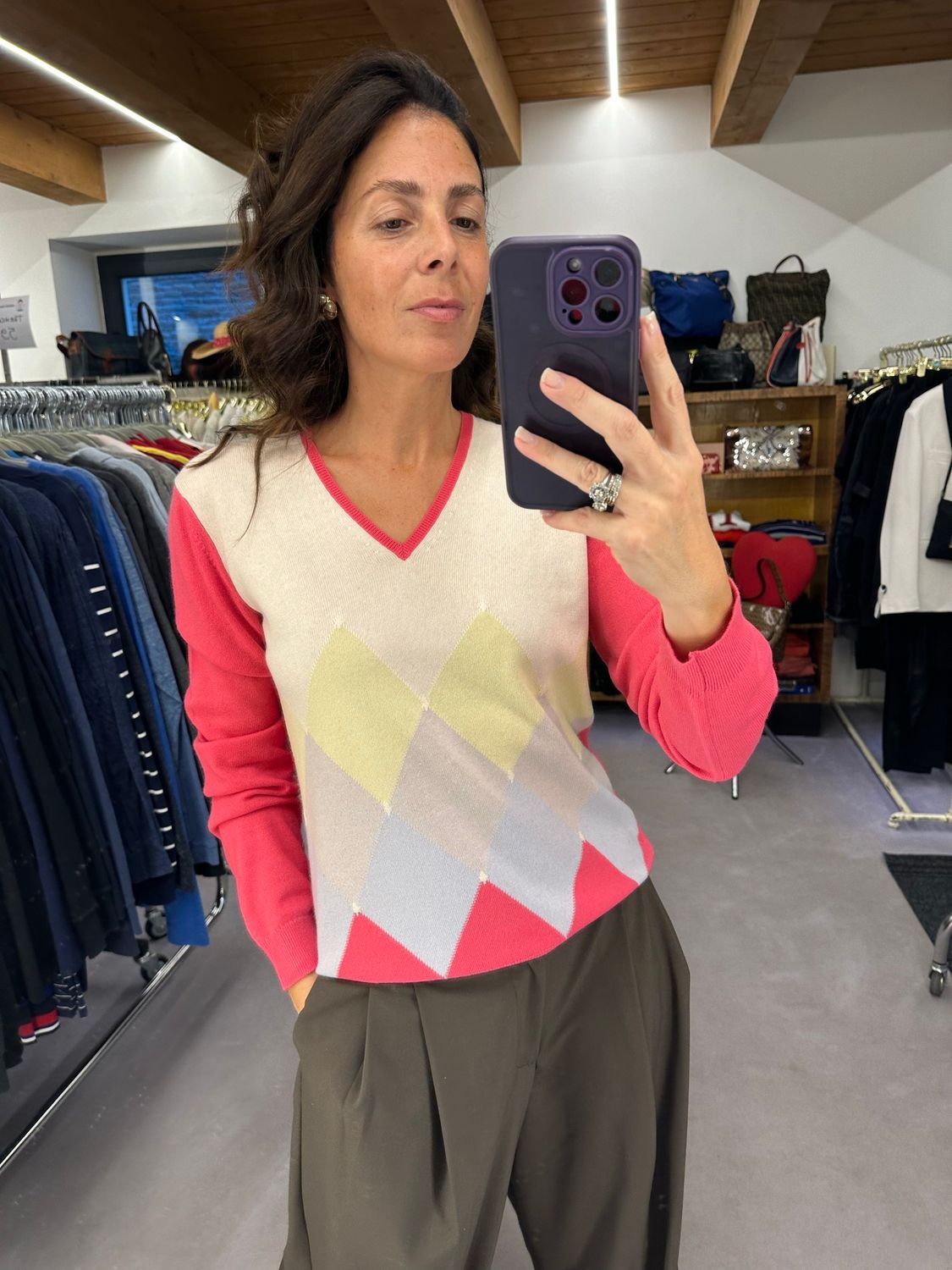 BALLANTYNE PURO CASHMERE DONNA ROSA FRAGOLA E COLORI PASTELLO