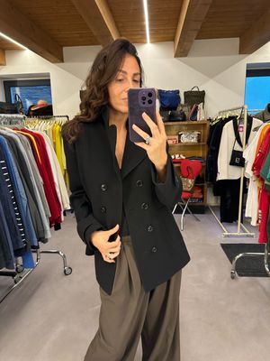 CAPPOTTINO MIDI BURBERRY CREPE DI LANA NERO DONNA DOPPIOPETTO TG 44