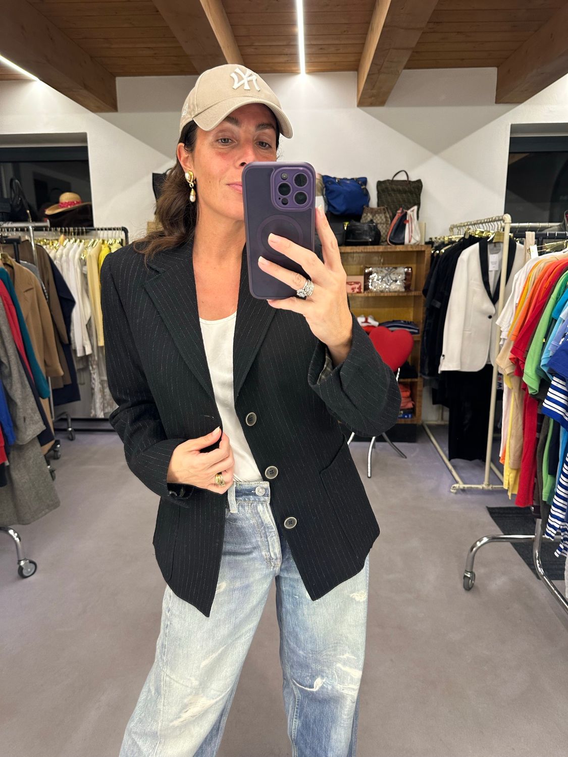 BLAZER ROBERTO CAVALLI PURA LANA NERO GESSATO