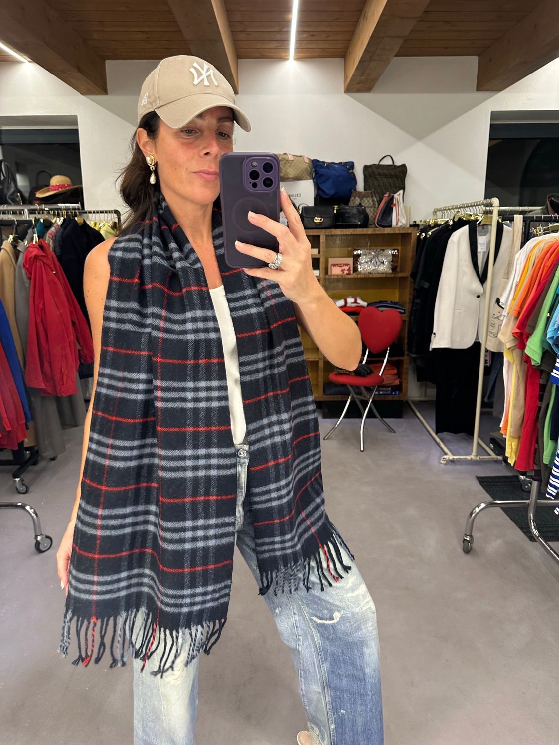 MAXI SCIARPA BURBERRY PURA LANA VERGINE CHECK BLU