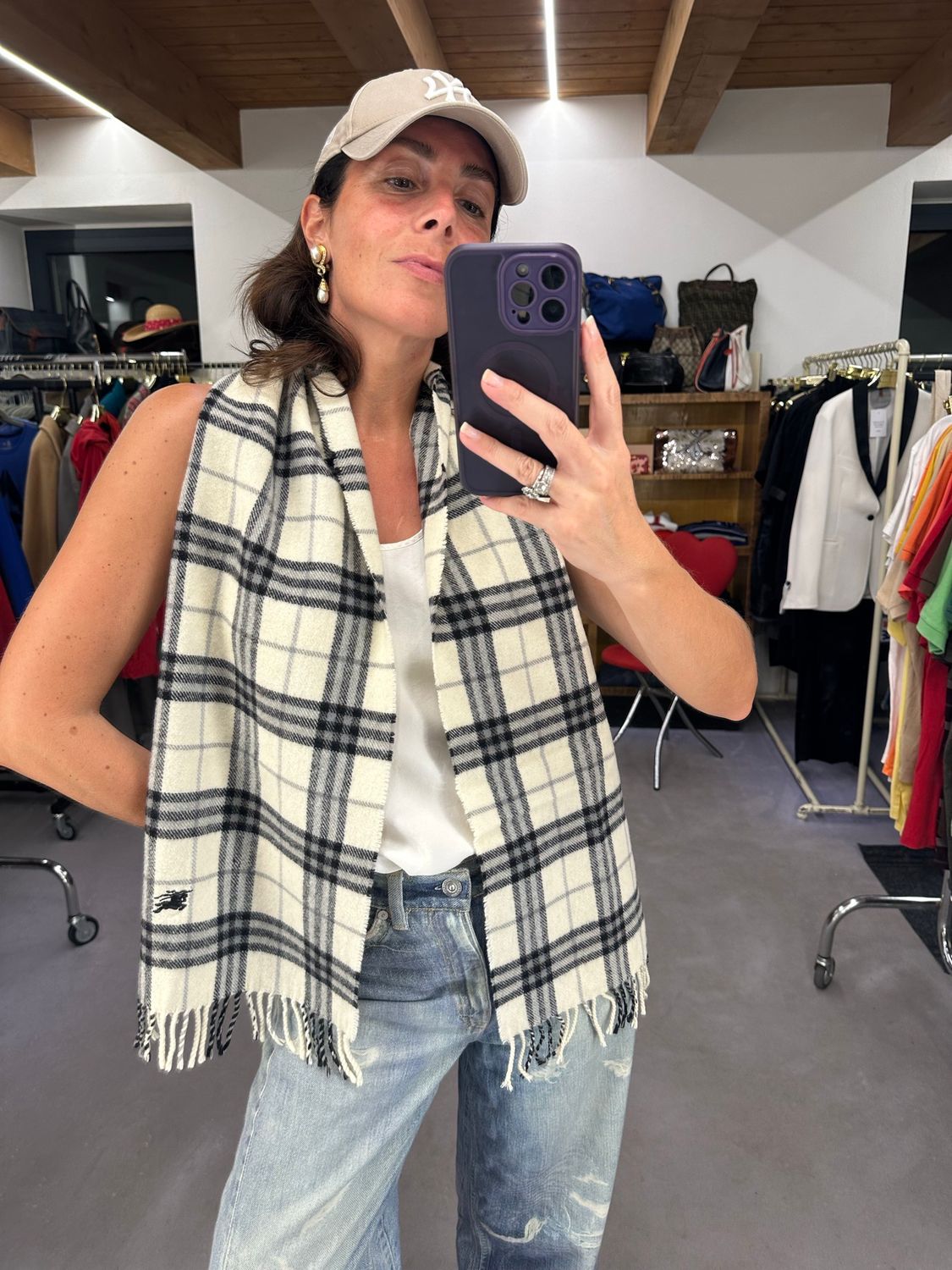 SCIARPA BURBERRY PURA LANA VERGINE CHECK PANNA