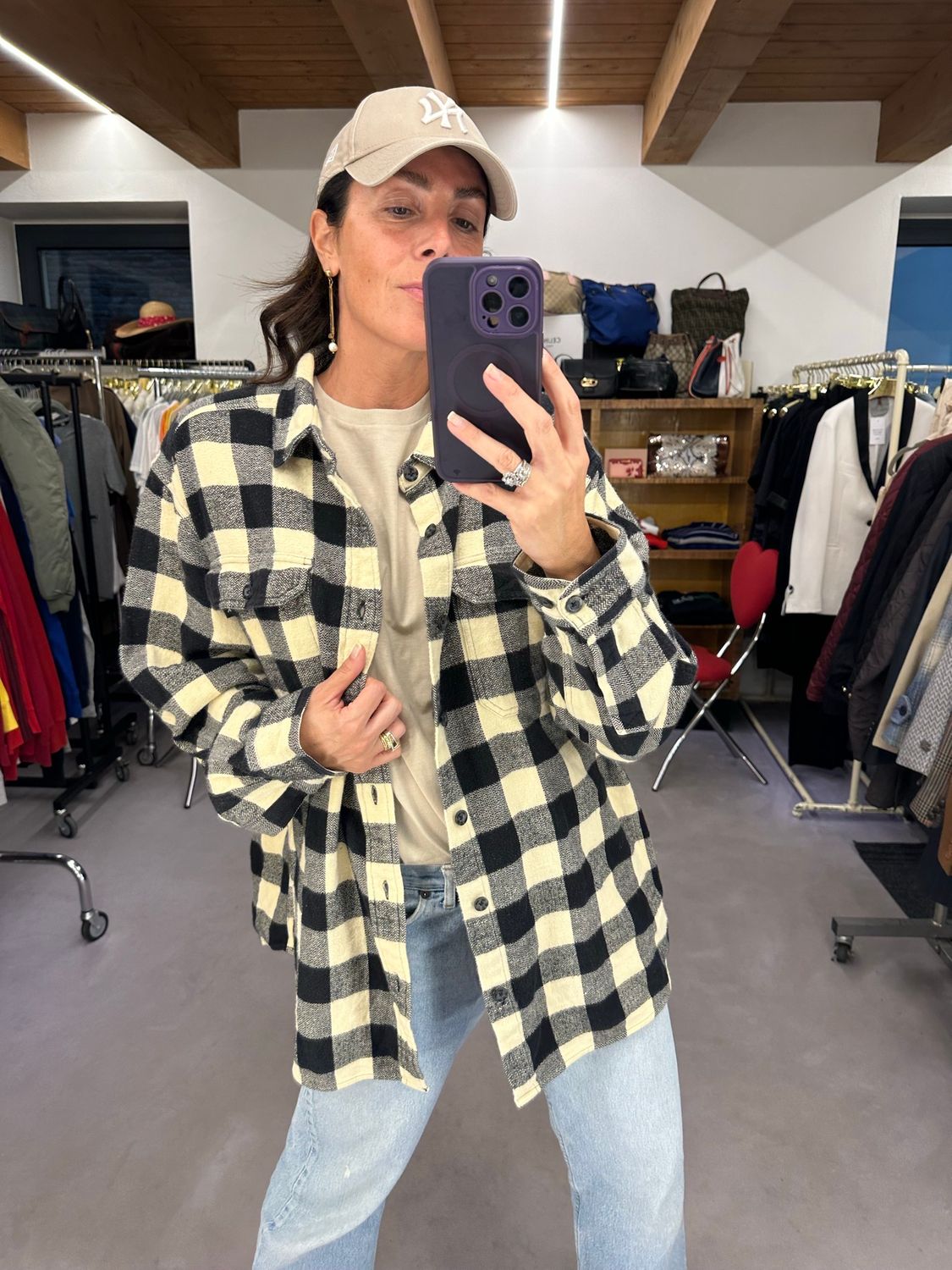 CAMICIA INVERNALE WOOLRICH SCOZZESE PANNA/NERO TG XL UNISEX