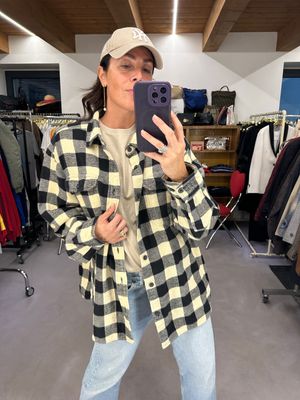 CAMICIA INVERNALE WOOLRICH SCOZZESE PANNA/NERO TG XL UNISEX
