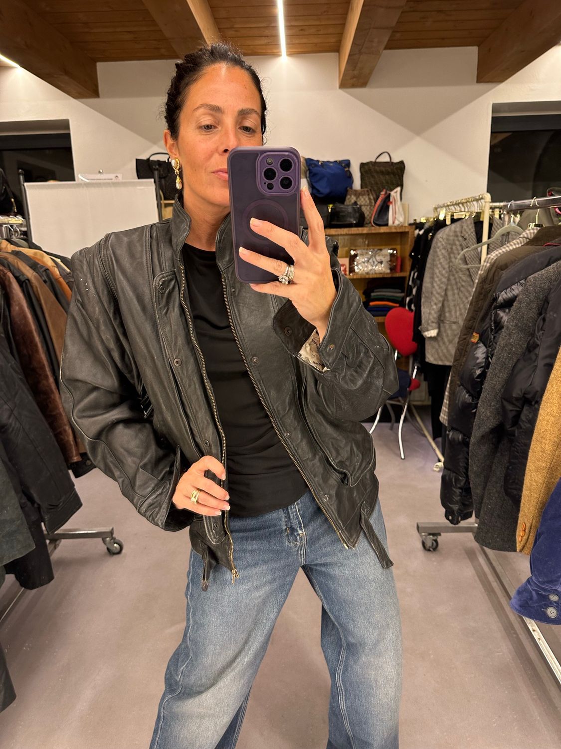 GIUBBOTTO PELLE VINTAGE SPALLA E RETRO SPALLA PLISSE