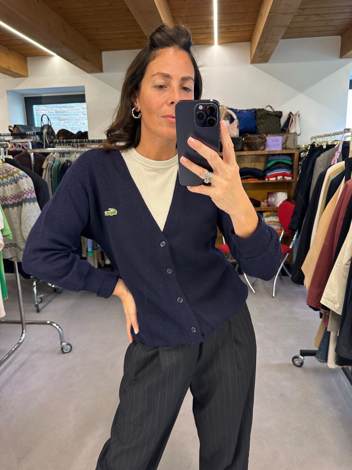 CARDIGAN LACOSTE BLU UNISEX TG S