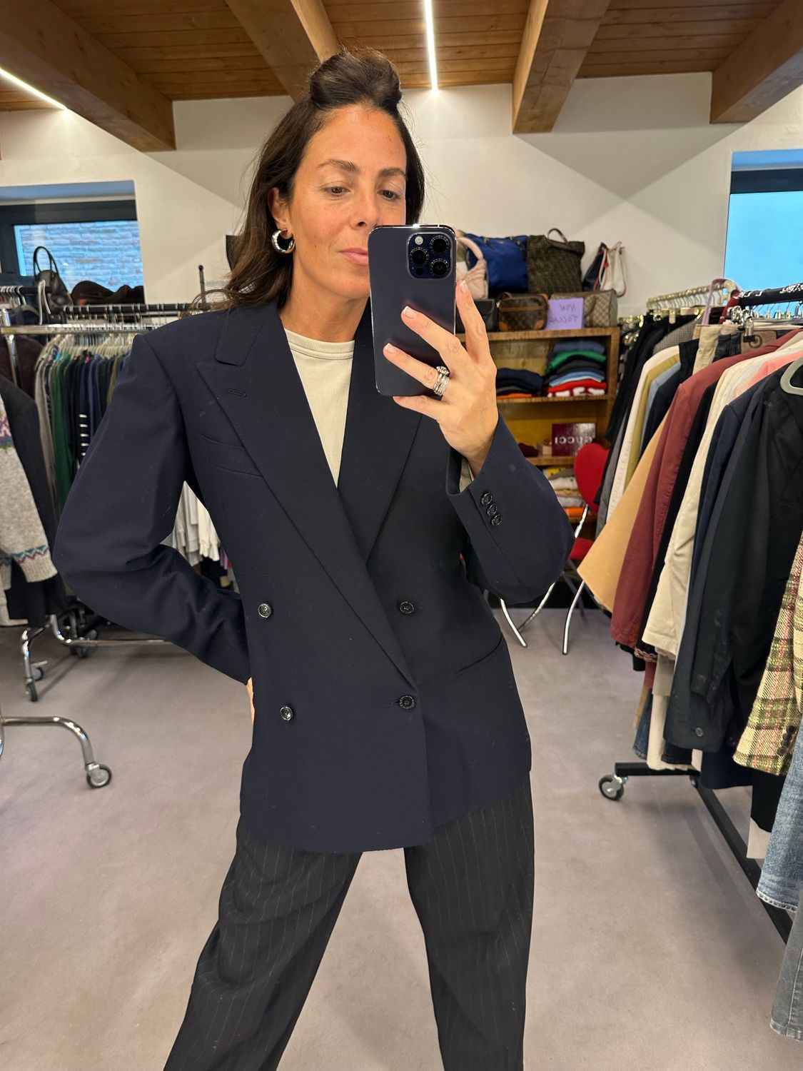 BLAZER SARTORIALE BLU UNISEX TG 46 DOPPIOPETTO CON REVER A LANCIA