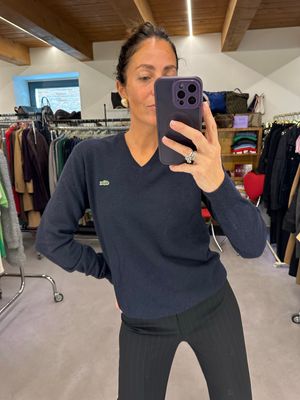 MAGLIONCINO LACOSTE BLU UNISEX V NECK