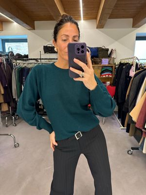 MAGLIONCINO PURO CASHMERE GIROCOLLO VERDE BOTTIGLIA TG M UNISEX