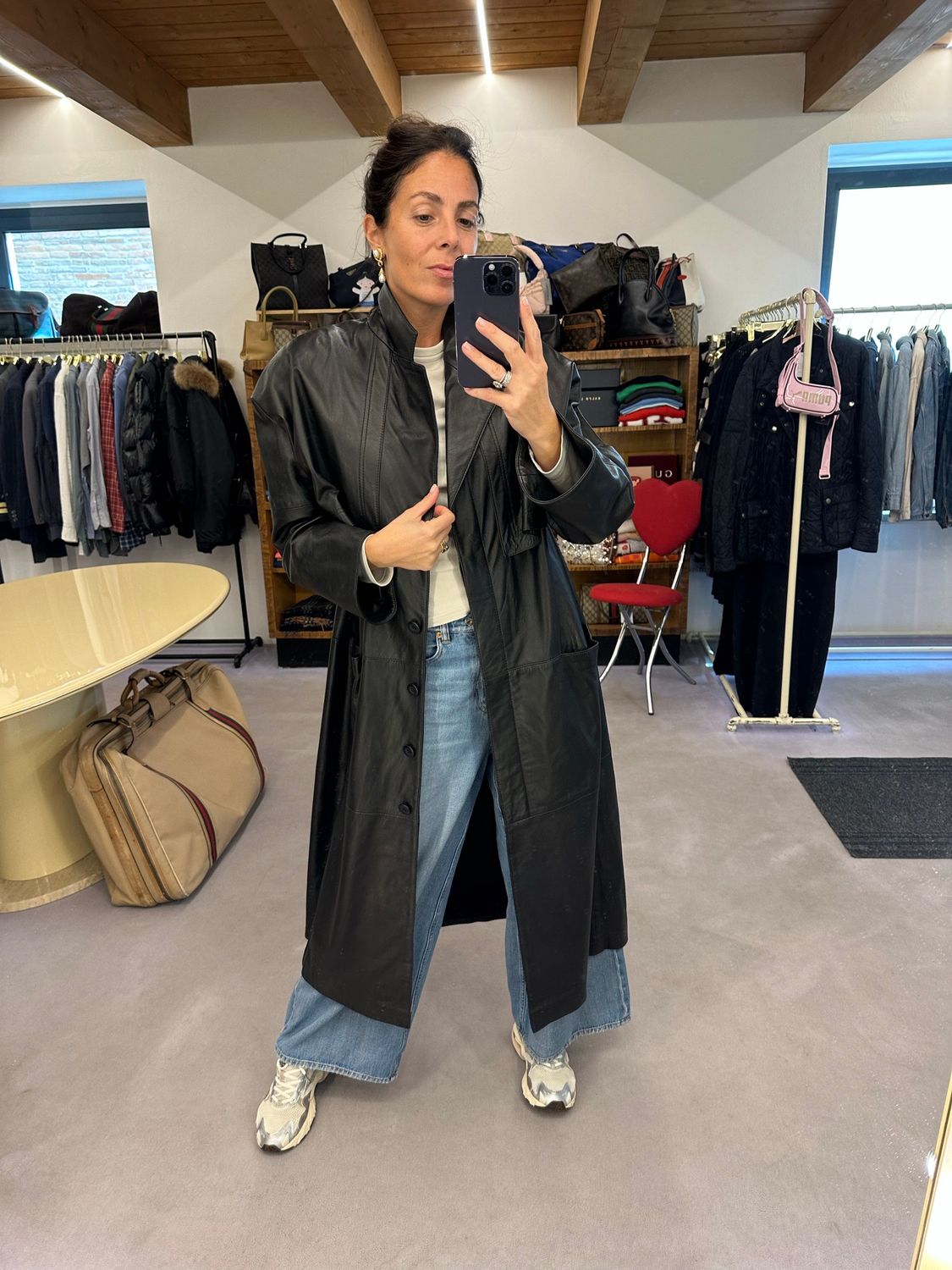 CAPPOTTO LUNGO VERA PELLE NERA