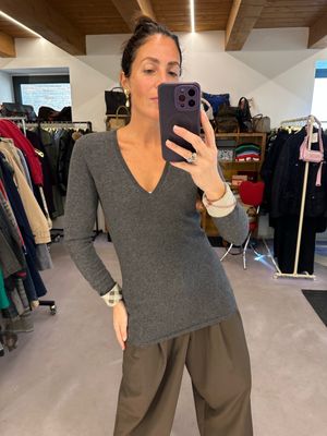 MAGLIONCINO V NECK PURO CASHMERE BURBERRY DONNA TG M