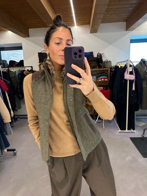 GILET BARBOUR DONNA LANA SPINATA INTERNO TRAPUNTATO 
