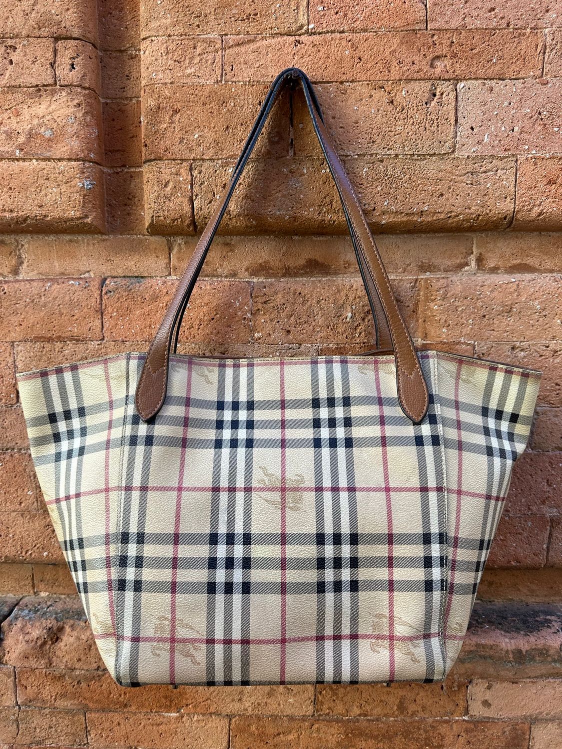 SHOPPER TRAPEZIO BURBERRY CANVAS FANTASIA E PELLE