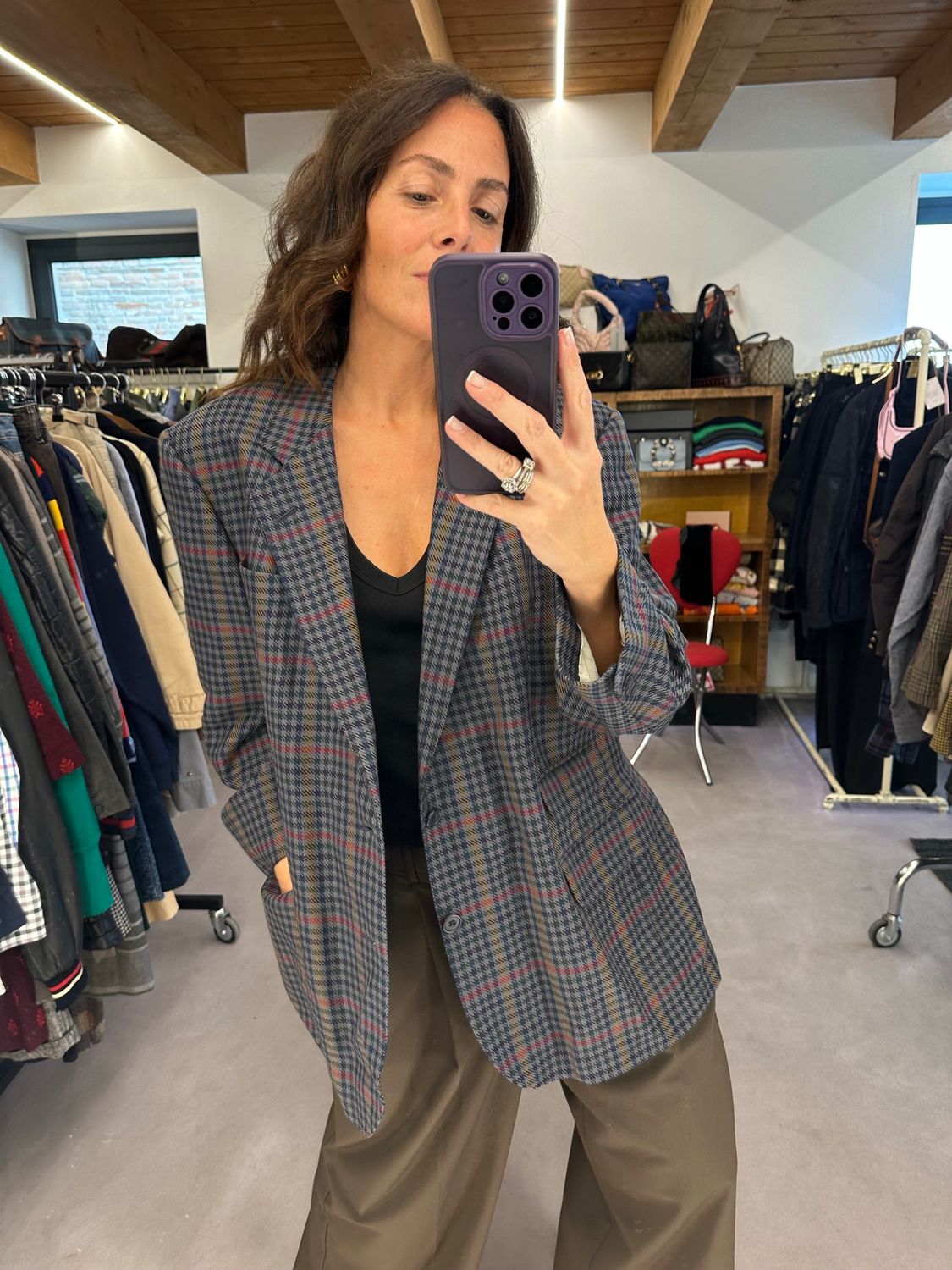 BLAZER DAKS LONDON PIED DE POULE MULTICOLOR TG 52 UNISEX
