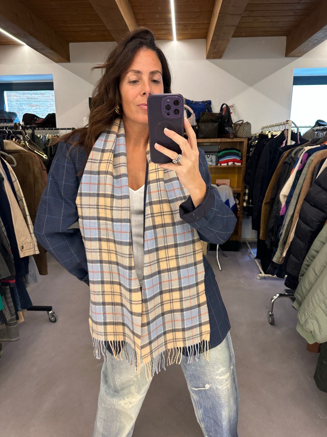 SCIARPA BARBOUR PURA LANA VERGINE SCOZZESE TONI PASTELLO