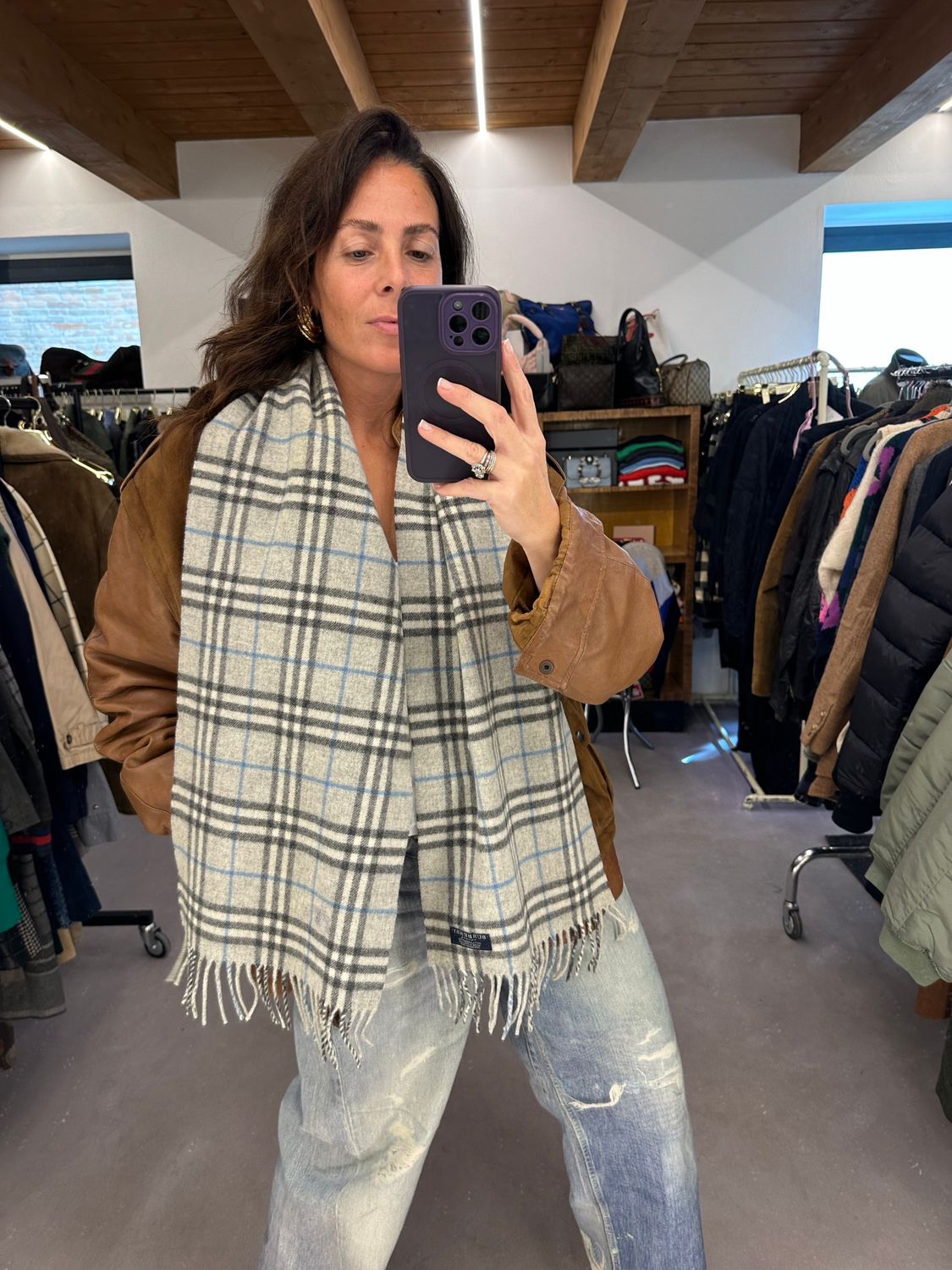 SCIARPA BURBERRY FANTASIA CHECK GRIGIO PERLA