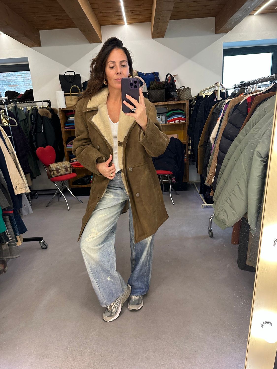CAPPOTTO MIDI IN VERO MONTONE SHEARLING ORIGINALE 