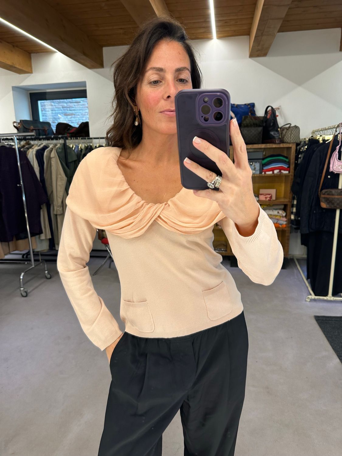 MAGLIA MAX MARA IN VISCOSA CON COLLO IN SETA 