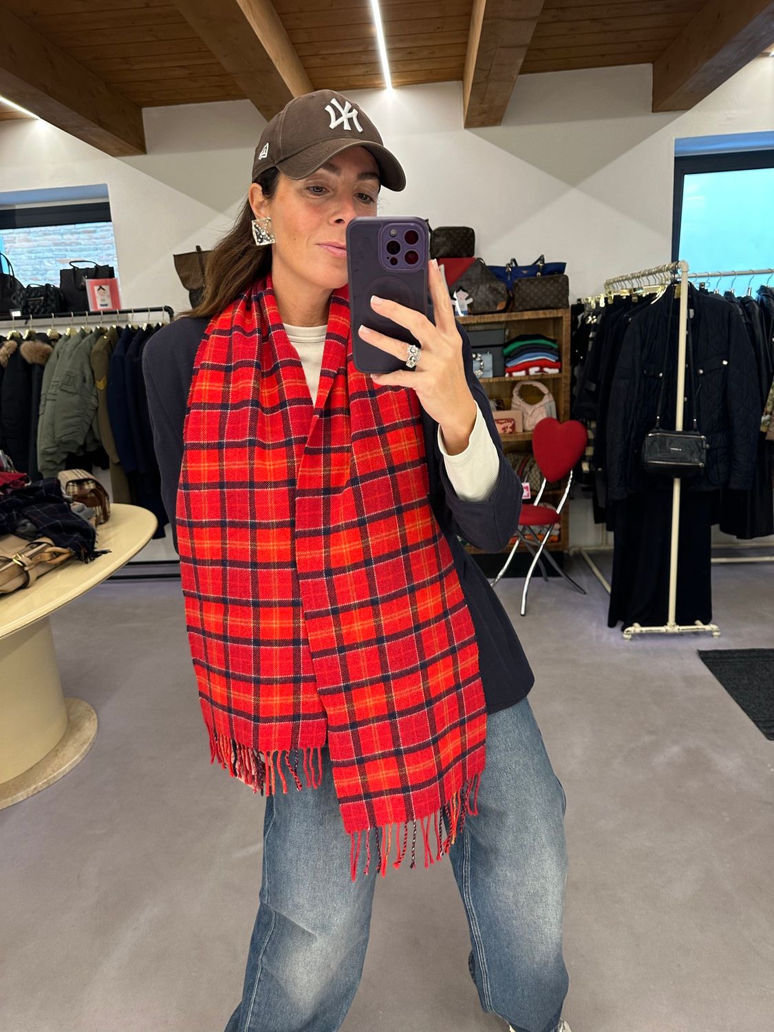 SCIARPA BARBOUR PURA LANA VERGINE SCOZZESE ROSSO UNISEX