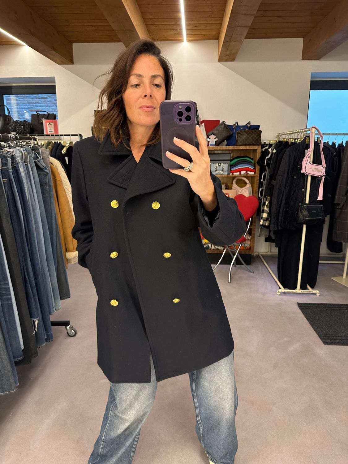CAPPOTTO ORIGINALE MARINA MILITARE NUOVO BLU NOTTE BOTTONI ORO TG 46