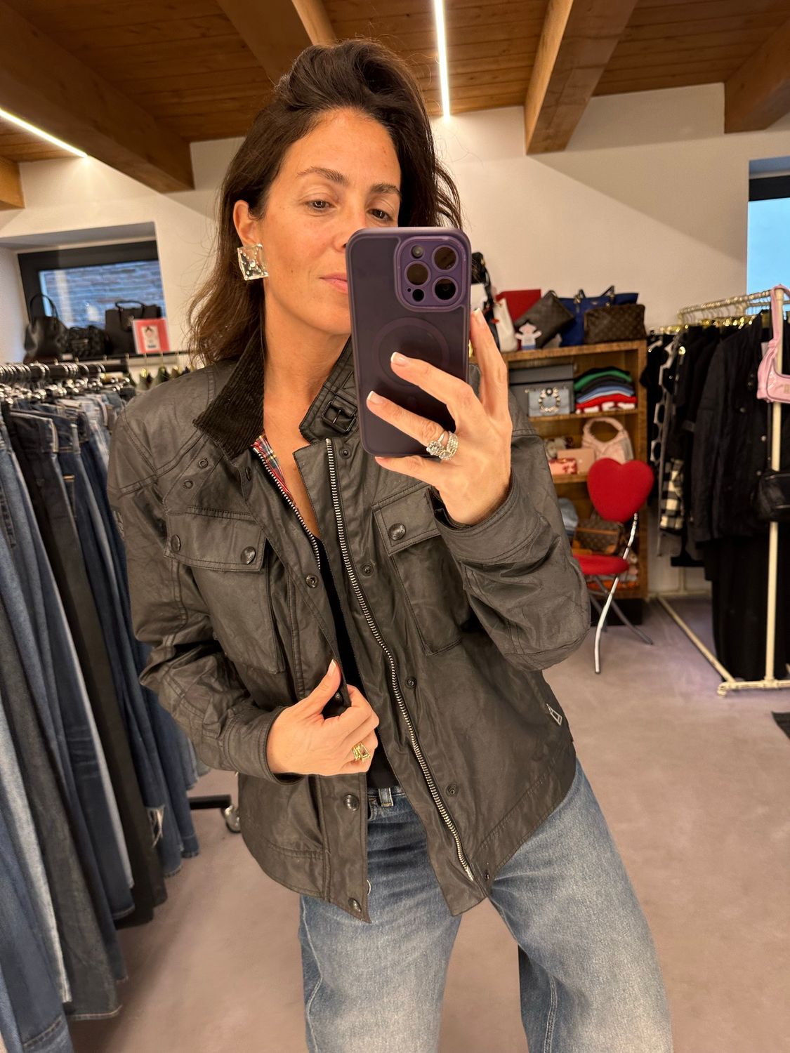 BIKER BELSTAFF TELA INGRASSATA NERA