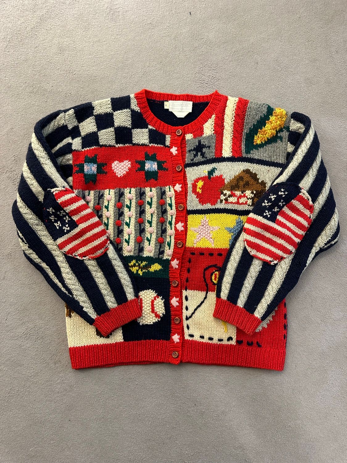 CARDIGAN PURA LANA RICAMATO BANDIERA AMERICANA