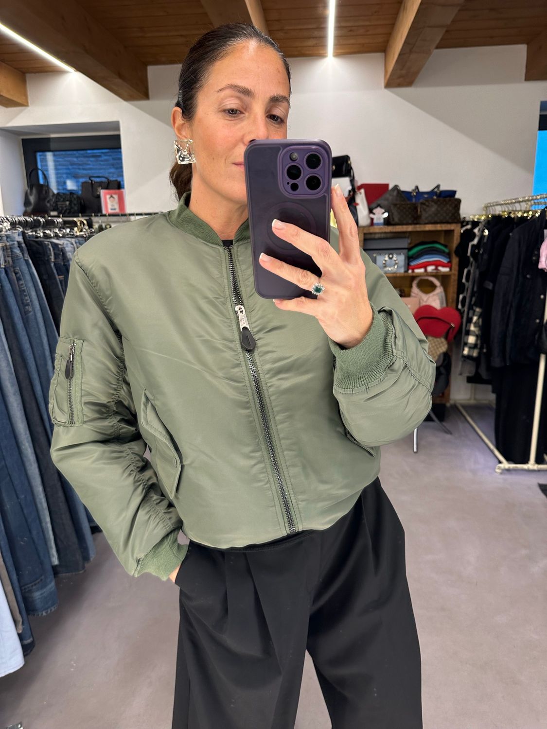 ICONICO BOMBER VERDE NUOVO UNISEX TG XS