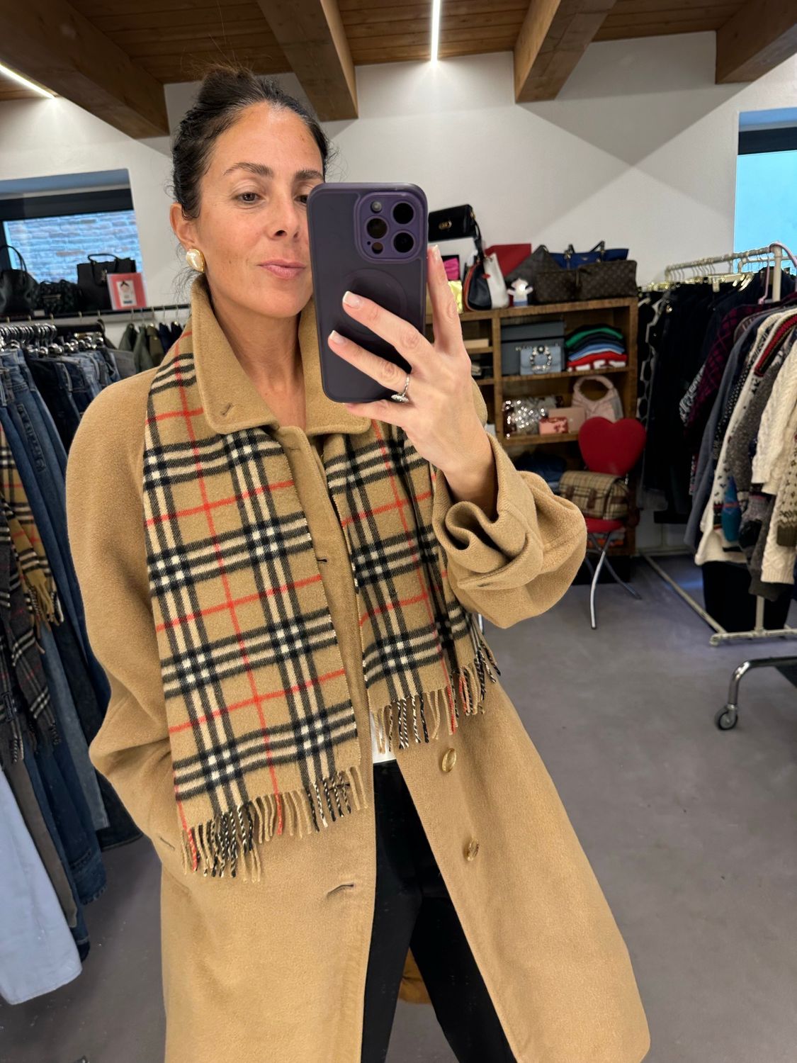 SCIARPA BURBERRY VINTAGE CHECK CLASSICO CAMMELLO PURO CASHMERE UNISEX