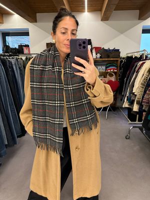 SCIARPA BURBERRY CHECK GRIGIO ANTRACITE PURA LANA