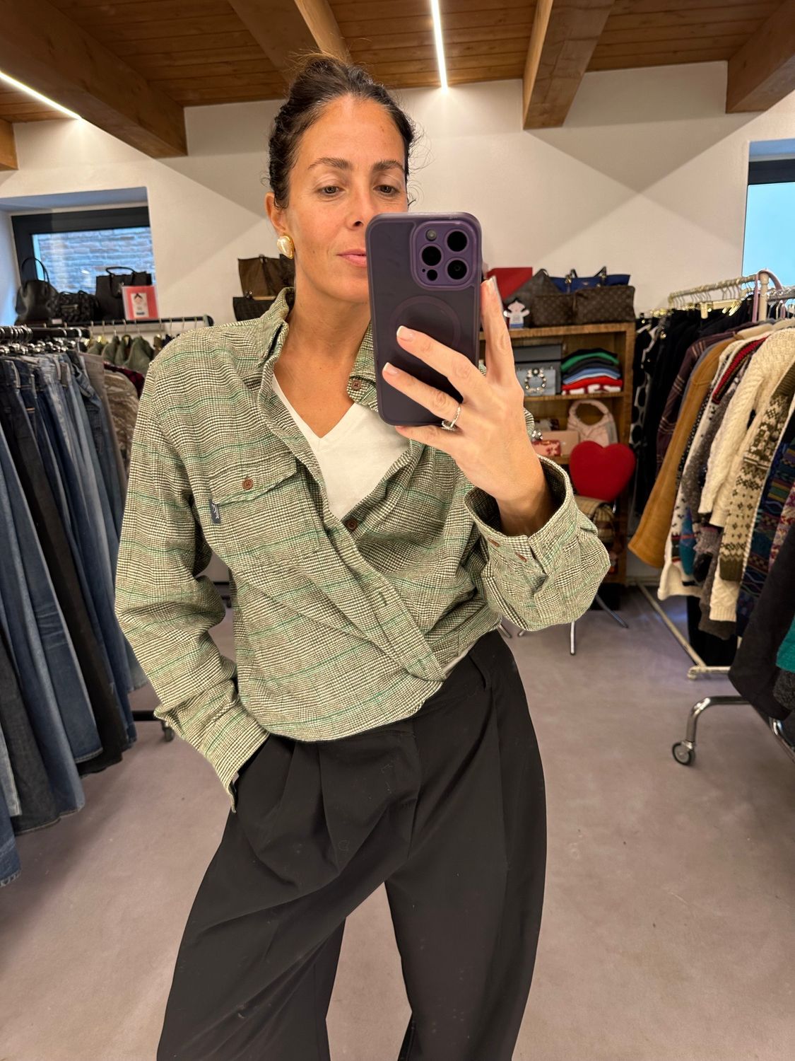 CAMICIA WOOLRICH INVERNALE PRINCIPE DI GALLES VERDE UNISEX TG L