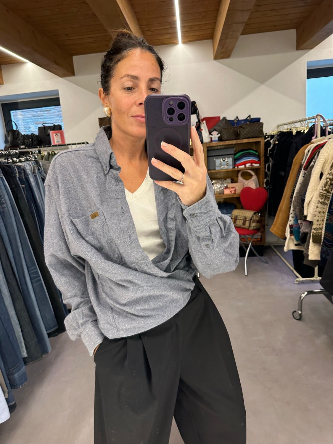 CAMICIA WOOLRICH INVERNALE GRIGIO CHIARO TG XL