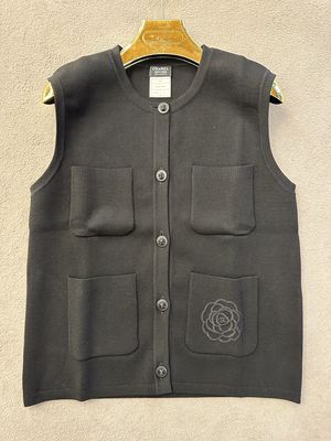 GILET CHANEL RICAMO CAMELIA E LOGO CC TG S