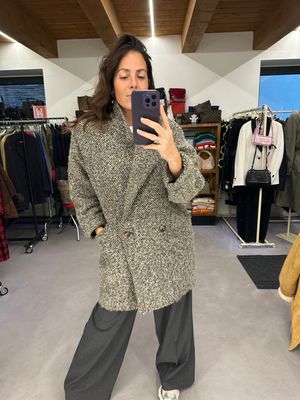CAPPOTTO BOUCLÉ PURA LANA TONI DEL MARRONE DOPPIOPETTO 