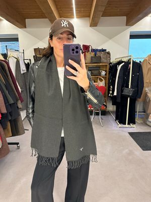 SCIARPA BARBOUR TINTA UNITA PURA LANA VERGINE VERDE SCURO