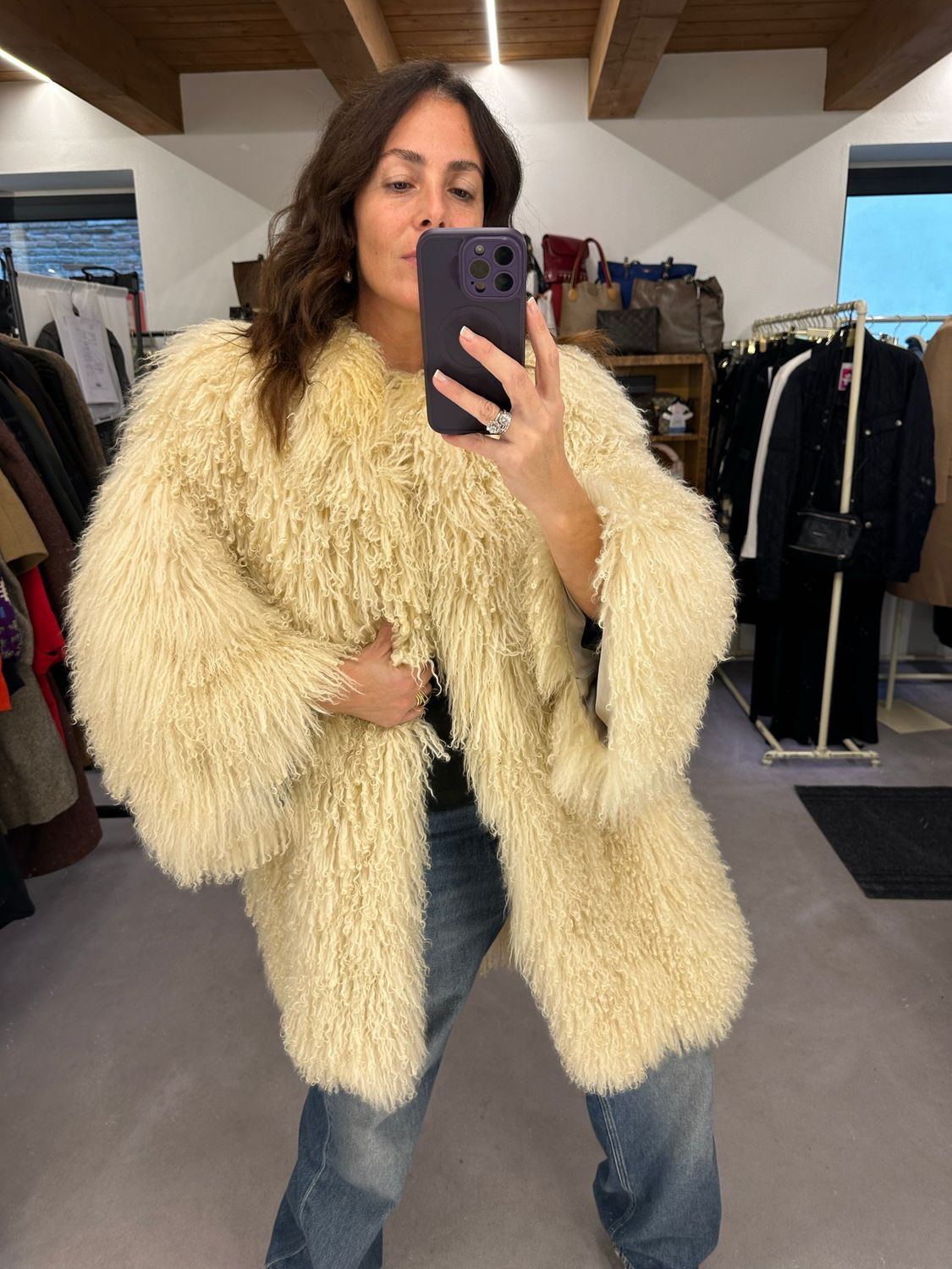 PELLICCIA VERA MONGOLIA CREMA