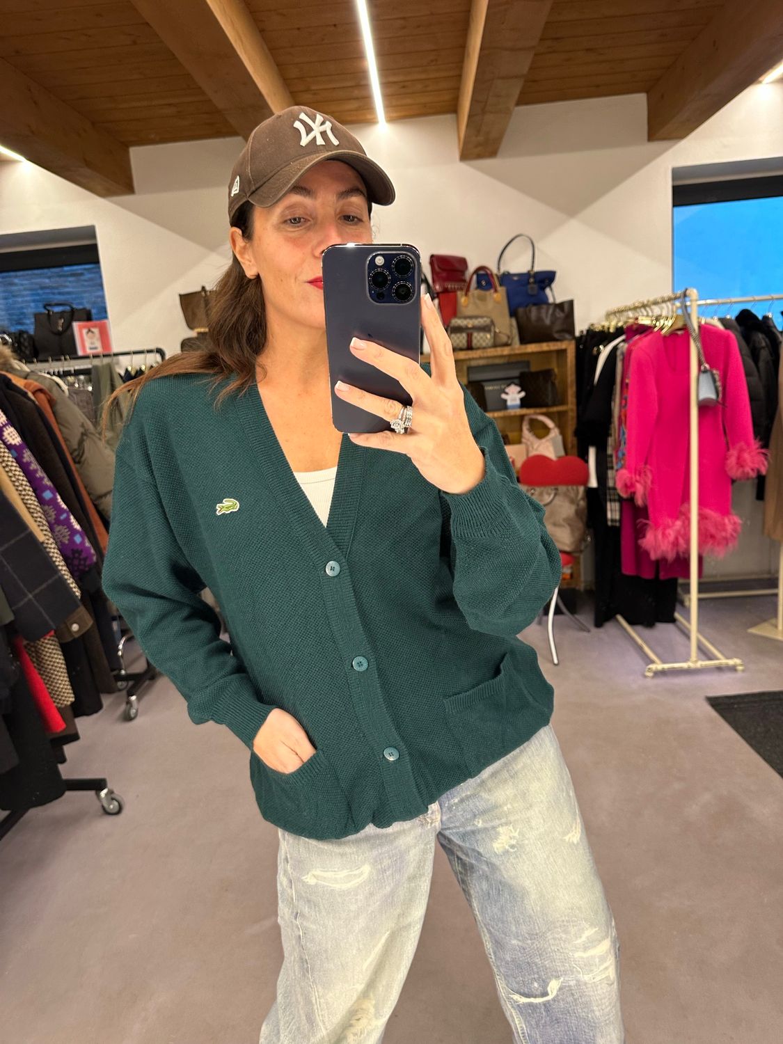 CARDIGAN LACOSTE UNISEX NIDO D APE VERDE SCURO TG XL