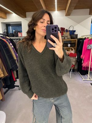 V NECK BARBOUR VERDE MILITARE UNISEX TG XL