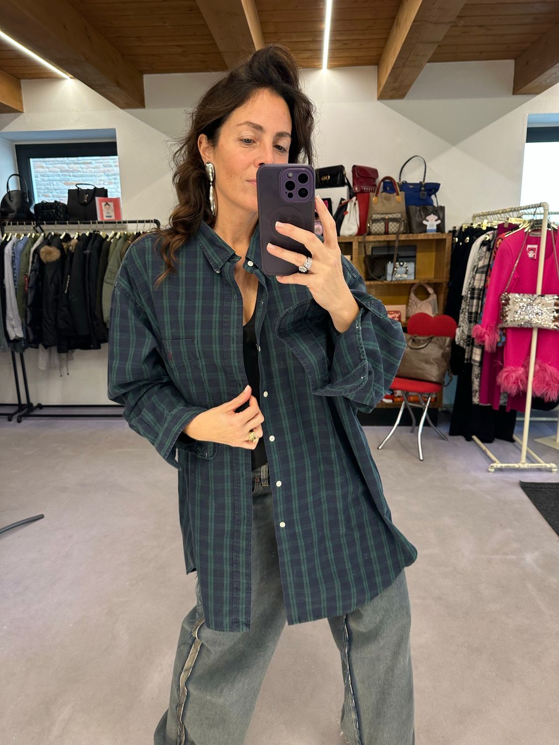 CAMICIA RALPH LAUREN SCOZZESE BLU VERDE UNISEX TG XXL CALDO COTONE