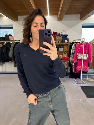 MAGLIONCINO RALPH LAUREN COTONE BLU TG S UNISEX