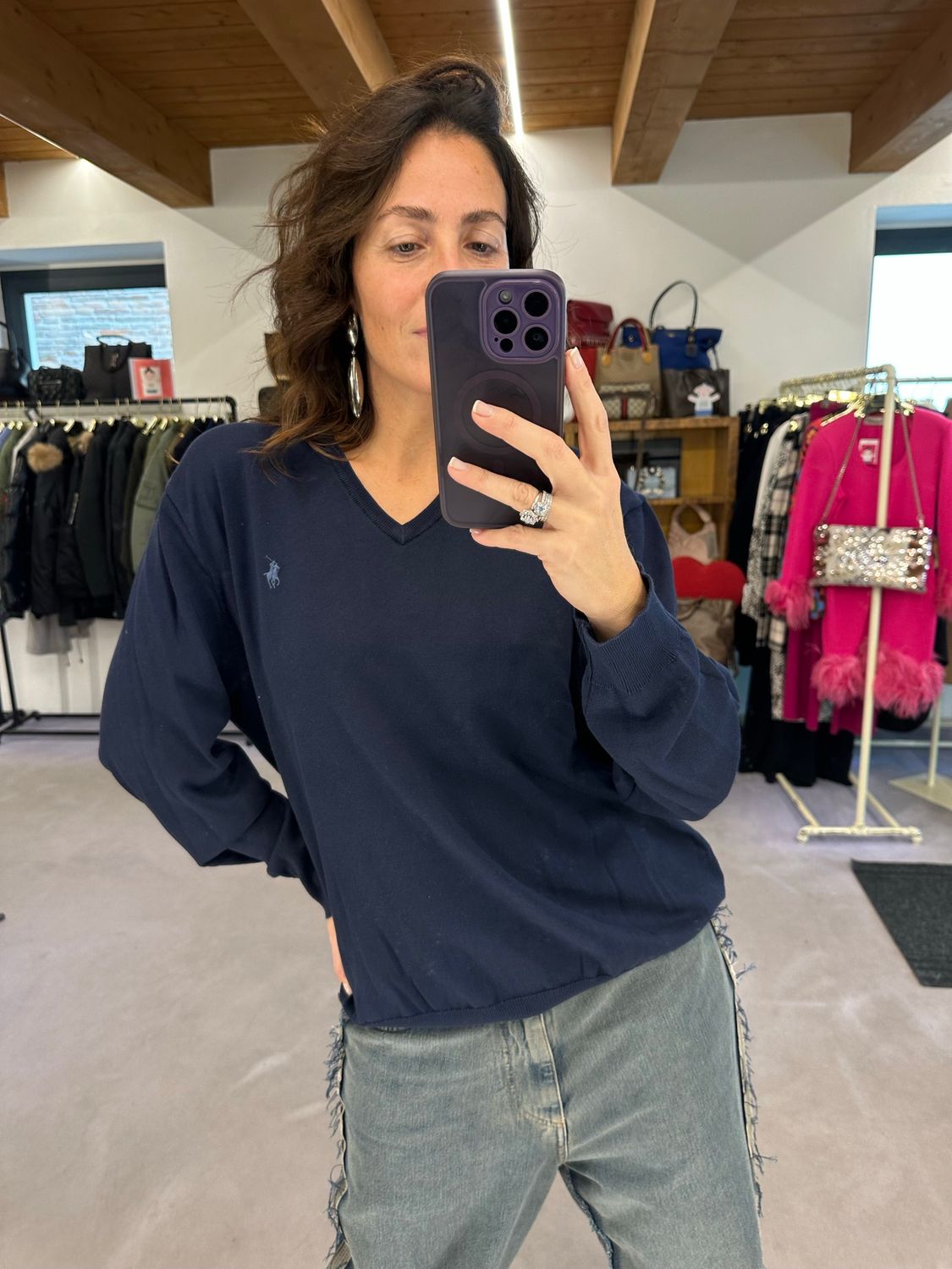 MAGLIONCINO RALPH LAUREN UNISEX COTONE BLU TG XXL