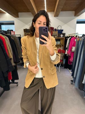 BLAZER VINTAGE VELLUTO A COSTINE CAMMELLO 