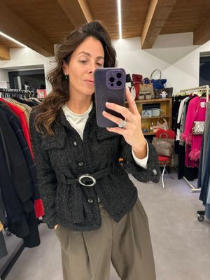 GIACCHINA BOUCLÉ LANA NERA E FILO LAMINATO NERO