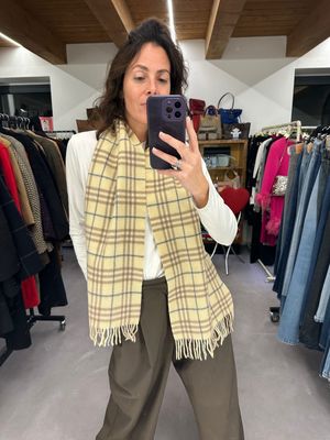 SCIARPA BURBERRY CHECK BURRO PURA LANA VERGINE 
