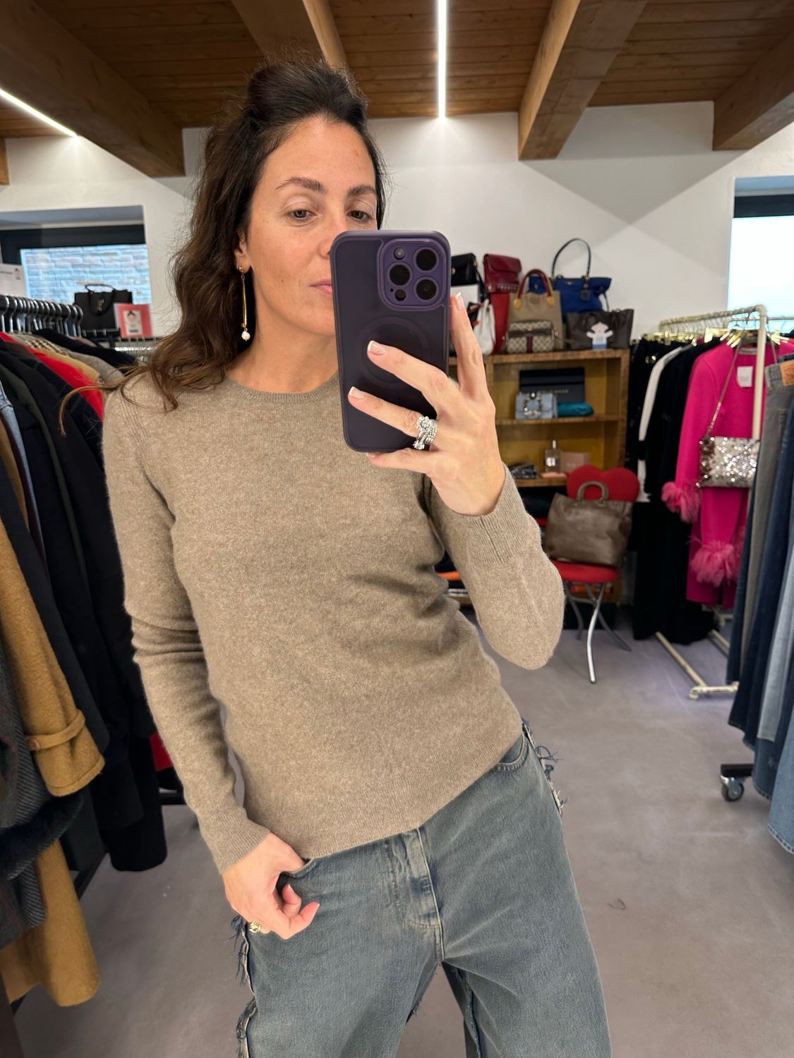 MAGLIONCINO PURO CASHMERE TORTORA DONNA TG M